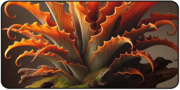 GENERIC Tangerine-Tipped Staghorn Fern Desk Mat on Driftwood Mount - Vibrant Colors Rubber