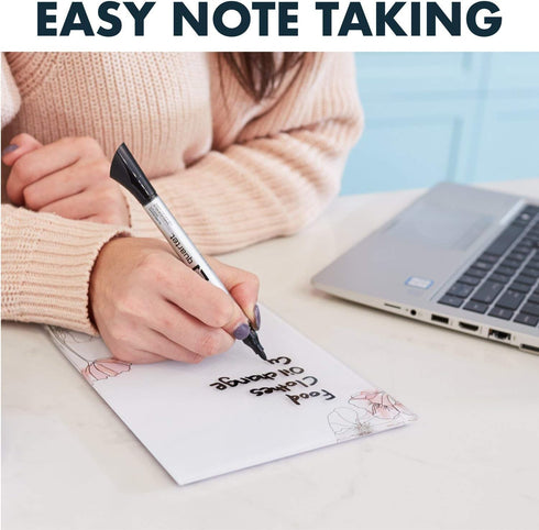 Quartet Glass Desktop Notepad, 9" x 6" Dry Erase Surface, Floral/White, 2 Pack