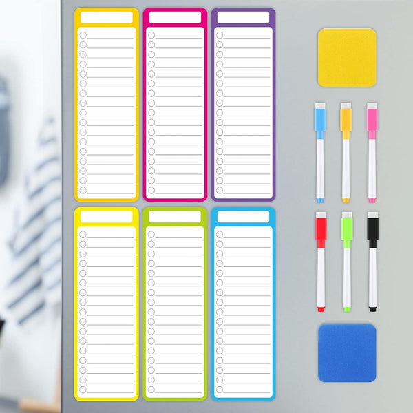 Set of 20 Magnetic Dry Erase Board Notepads for Fridge 11.8 x 3.94'' with Erasable Pen and Board Eraser