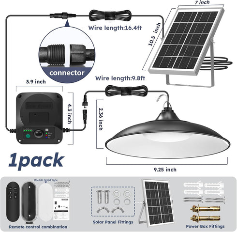 3200LM IP65 4 1 Pack Solar Shed Lights Indoor Outdoor, Motion Sensor Pendant Light Daytime Available with Remote