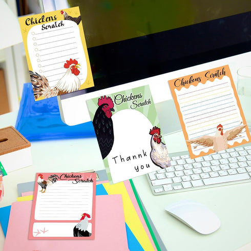 PerKoop 16 Pieces Funny Chickens Sticky To Do Notepad, Chicken Scratch Gifts for Farm Lovers, 3 x 4 Inch, 480 Pack