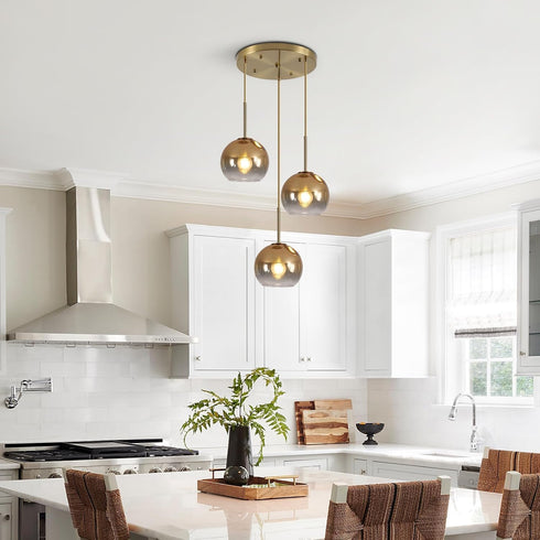 2 Pack 1.65 5.1 5.9 Amber Glass Shades Globes, Glass Lamp Shade Covers Replacements, in Fitter in Height in Diameter