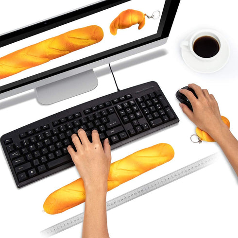 Soft Toast Bread Baguette Shape Anti-Skid Keyboard Wrist Rest Support & Mouse Wrist Support for Pain Relief
