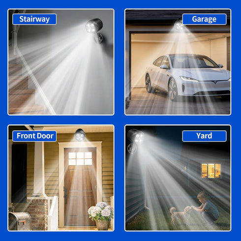 Ottymer 600LM 6000K (2 Packs) Battery Operated Outdoor Motion Sensor Light, Waterproof Wide-Angle Detection Auto On/Off