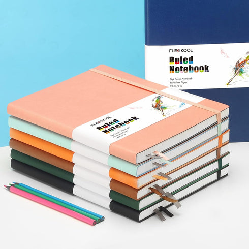 Business Journals 2 PACK, B5 College Ruled Notebook, Large Soft Cover Journal, 376 Numbered Pages, Pink Mint