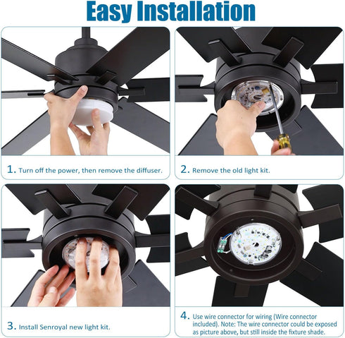 4 Inch 18W 2100LM 3CCT 3000K 4500K 6000K, 120V, CRI90, Dimmable Ceiling Fan LED Light Replacement, LED Ceiling Fan