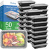 50 Pack (100-Piece) 38 oz Meal Prep Containers with Lids, Sturdy Leakproof & Food Safe, Microwave Safe