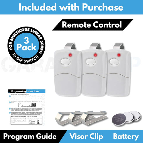 3X 308911, 10 300MHz, for Multicode Linear dip Switch Gate Opener Remote Multi Code Garage Door Opener Remote, Garage