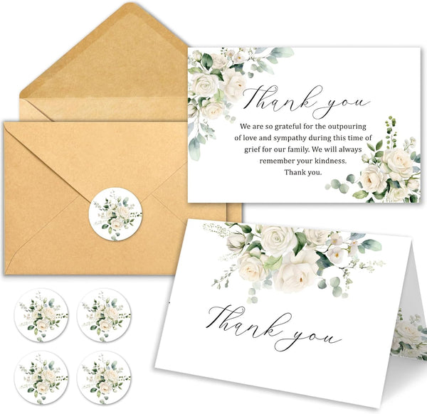 50 Funeral Thank You Cards with Envelopes 46 in Floral Thank You