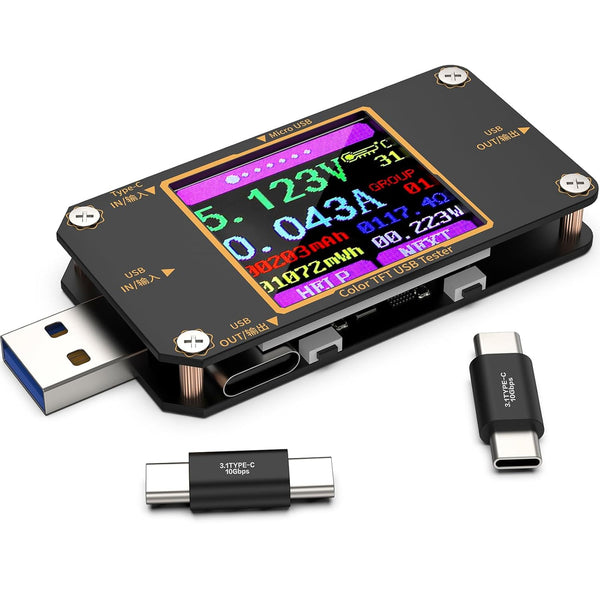 YOJOCK USB Tester Meter, 2-in-1 Digital USB Current Watt Multimeter with Type C Connector