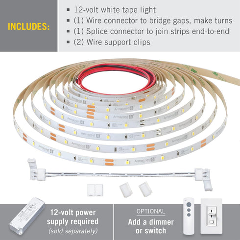 Armacost Lighting 12V 30 3000K 16 (5m), 16.4 (5m) 141232 RibbonFlex Home White LED Strip Light Tape LED/m ft ft