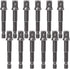 OIIKI 12 Pack 3/8 inch Square Socket Adapter Bit Set, Impact Driver Power Bits for Automotive DIY, 1/4 Hex Shank