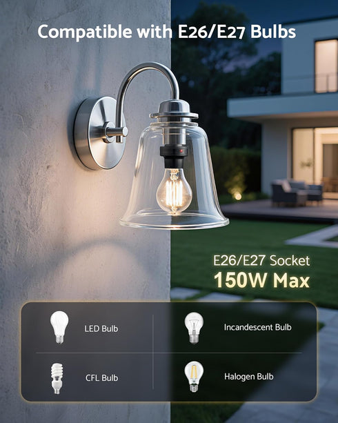 E26/E27 Bulb 300 2 Pack Light Sensor Socket, Light Socket, Automatic Dusk to Dawn Photocell Sensor with Adjustable