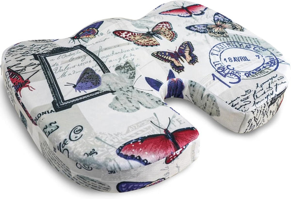 La Boutique Chic Pressure Relief Memory Foam Seat Cushion, 14x18 inches, Butterfly Pattern, Multicolor, Modern