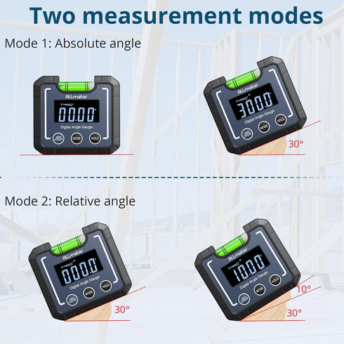 0-360 Digital Angle Finder Level, Magnetic Electronic Gauge Inclinometer Protractor Tool with Bubble Level and