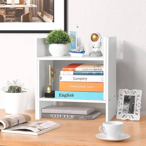CITLOW Desktop Shelf Organizer - Adjustable Wood Desktop Bookshelf, Table Top Shelves, Desk Book Organizer for Office
