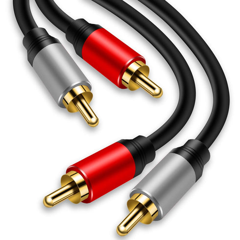 Tan QY 2RCA to 2RCA Cable 15Ft, Gold-Plated 2 RCA Male to