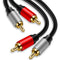 Tan QY 2RCA to 2RCA Cable 6Ft, Gold-Plated 2 RCA Male to