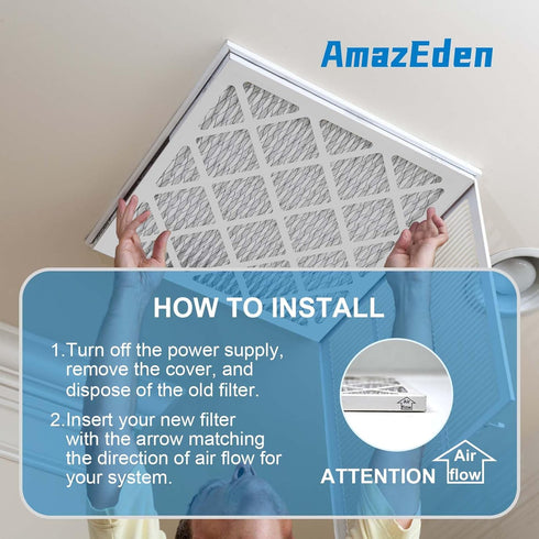 10x10x1 Air Filter MERV 8, 4 PACK AmazEden MPR 600 Pleated HVAC AC Furnace Dust Defense Filters