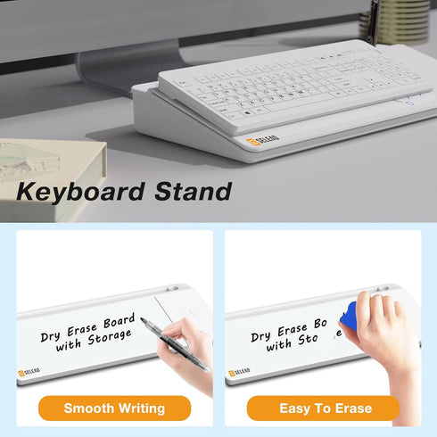 SELEAD Desktop Glass Whiteboard with Wireless Charger Station - Dry Erase Board Computer Pad with Organizer Drawer