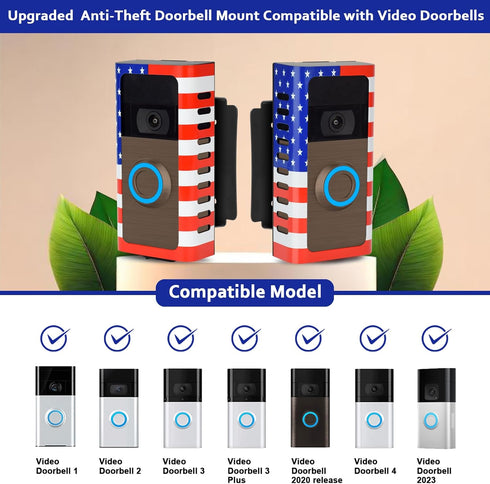 Anti-Theft Doorbell Door Mount,No-Drill Mounting Bracket with Adjustable Angle(45-135 Degrees) for Video Doorbell Cover Holder Not Block Doorbell Sensor