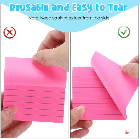 Fuutreo 100 Pad 10000 Sheet Sticky Notes Bulk, 3x3 Inch Lined Self Stick Note Pad, 10 Bright Colors for Student Teacher