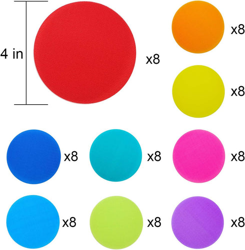 Aaskuu 4 Inch 72 Pack, Carpet Floor Spots Markers, Circles Dots for Teachers and Kids, Flexible Classroom Rug Mats