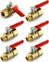 6 Pack 1/4" 1/4" QWORK Ball Valve, Heavy Duty Brass Ball Valve Shut Off Switch, Male x Female NPT Thread Pipe Fitting
