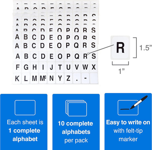 ChromaLabel 1 x 3/4 inch Alphabet Stickers, 5 Assorted Colors, 10 Sheets Variety Pack