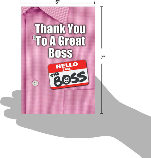 The Best Card Company Boss Thank You Greeting Card with 5 x 7 Inch Envelope, Co-Worker Thank You