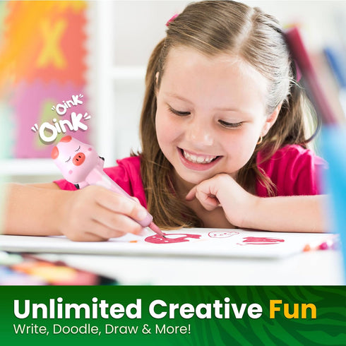BUNMO Cute Kids Pens with Soft Grip, Refills Included, Squishy Pens, 12 Pack