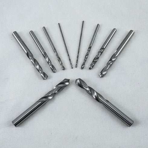KLOT Industrial Grade Solid Carbide Drill Bit Set, 12 Sizes 1mm-6.5mm, Straight Shank 2-Flute Twist Stub YG6X