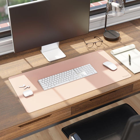 Smead Desk Pad, Vegan Leather Mat with Non-Slip Faux Suede Backing, 31.5” x 15.7” Medium, Dusty Rose (64834)