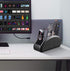 5 All-in-One Leather TV Remote Control Holder Black with Compartments Nightstand Desktop DVD Media Player Remote Caddy