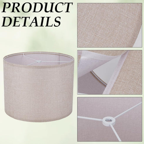 2 Sets 13" 13" 10" 0.43" CREATCABIN Drum Lamp Shade Top x Bottom x High Seaside Village Medium Lampshades Replacement