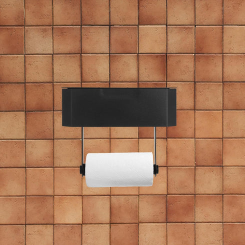 PRETYZOOM Wall-Mounted Stainless Steel Toilet Paper and Wipes Holder with Phone Shelf Bathroom Tissue Box Storage Rack