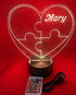 16 Puzzle Piece Autism Heart Night Light Up Lamp LED Stand Engraved Table Lamp Custom Engraved Room Decor Featuring