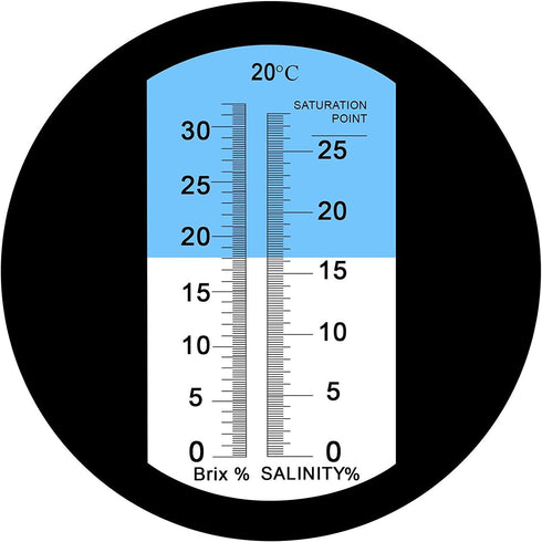 2-in-1 Brix Salinity Refractometer with ATC, Dual Scale 0-32% Brix & 0-28% Salinity for Food and Liquid