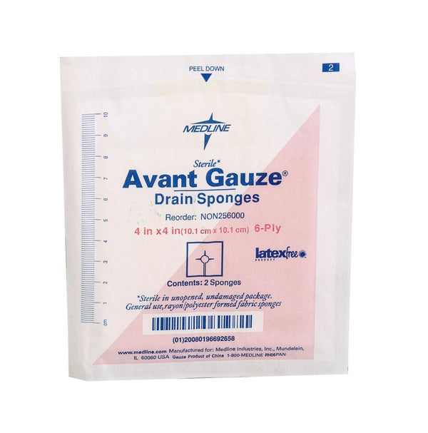 Avant Gauze Sterile Non-Woven Drain Sponges, 2" x 2", 6-Ply, 70/Bx