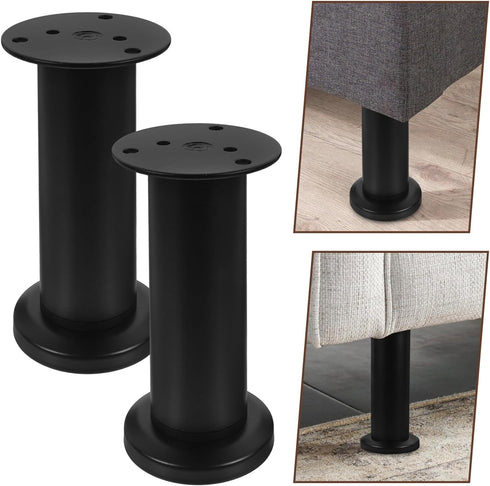 4pcs 12-18cm Toddmomy Adjustable Bed Frame Support Legs, Black Furniture Legs Replacement for Bed Frame Slats Support