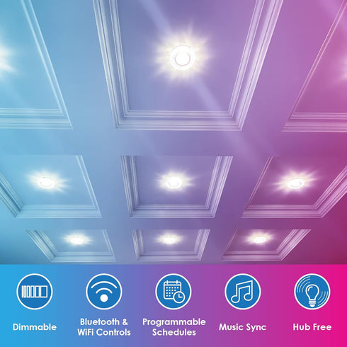 2-Pack Dimmable 5 6 inch 12W, 65W CLEANLIFE Smart LED Recessed Lighting Retrofit Downlight RGB + Tunable White Color