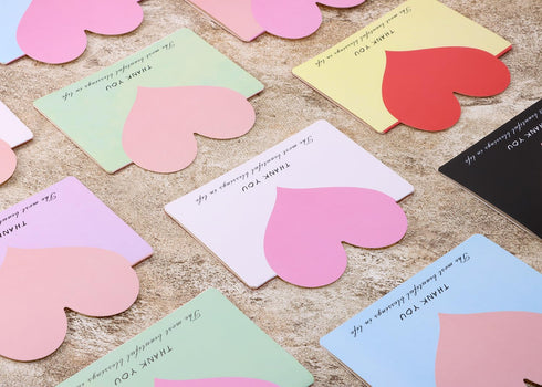PPhtony 20PCS Heart Shaped Gift Cards Thank You Cards Notes Foldable Holiday Greeting Card Blank Inside for Small