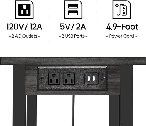 TUTOTAK 2 PS01BY001 Tier Printer Stand, Rolling Printer Cart with Power Outlets and USB Ports, Mobile Printer Table