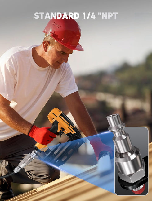 Pneumatic Tool Rafter Hook Hanger with 1/4 Inch & 360 Swivel Air Fitting, Lightweight Aluminum Holder