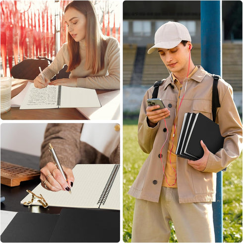 EUSOAR Large A4 Spiral Notebook, 3 Packs, 11" x 8.5", 120 Pages Dot Grid for Sketching, Math, College Office