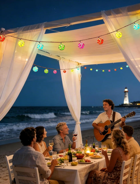 8.5 Set 10 Ft Nautical Fishing Float String Lights, Plug in Beach Themed Buoy Lights of LED Tiki Bar Lights Indoor Home