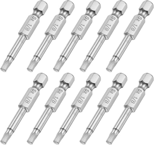 uxcell 1/8" Magnetic Hex Head Screwdriver Bit, 10 Pcs S2 Steel Power Tool, 1/4" Hex Shank, 2" Length