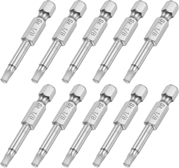 uxcell 1/8" Magnetic Hex Head Screwdriver Bit, 10 Pcs S2 Steel Power Tool, 1/4" Hex Shank, 2" Length