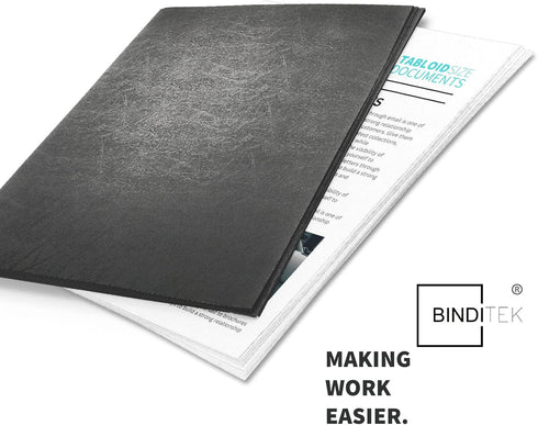 Binditek 20 Pack 16 Mil Leather Textured Heavy Duty Polycovers, 11 x 17 Inches, Black Binding Covers
