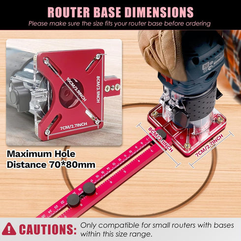 4in1 Router Milling Groove Bracket, Aluminum Alloy Circle Cutting Jig for Cabinet Hardware, Woodworking Router Guide